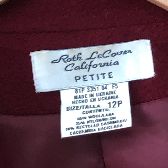 VINTAGE ROTH LECOVER CA Wool Blend Jacket Size 12P - Picture 6 of 7